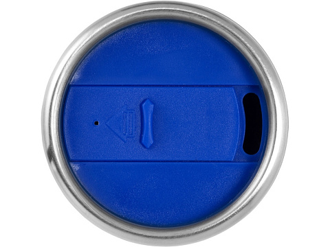 Термостакан Elwood из переработанной нержавеющей стали, 410 мл - Серебристый/Синий - рис 3.