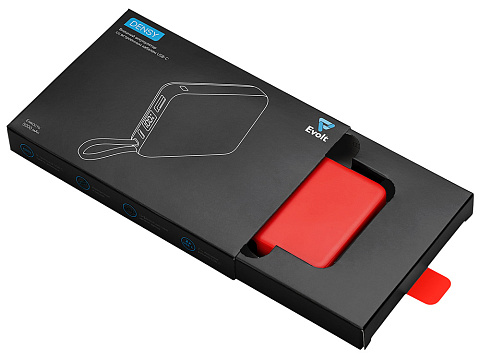 Внешний аккумулятор со встроенным кабелем USB-C Дэнси, 5000 мАч, красный - рис 5.