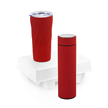 Подарочный набор FAMILY с термосом и термокружкой, красный