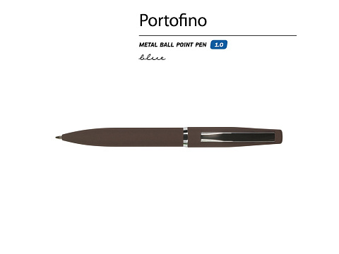 Ручка металлическая шариковая Portofino, софт-тач, 1.0 мм, коричневый - рис 2.