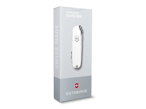 Нож-брелок VICTORINOX Classic SD Colors Falling Snow, 58 мм, 7 функций, белый - рис 4.