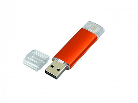 USB-флешка на 64 ГБ.c дополнительным разъемом Micro USB, оранжевый - рис 3.