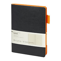 Ежедневник недатированный А5 Boston, черный (оранжевый обрез)