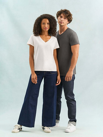 Футболка унисекс Regent с V-образным вырезом, белая - рис 5.