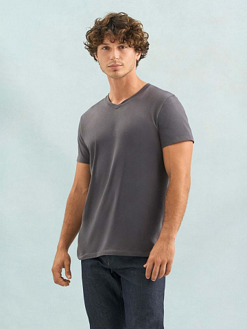 Футболка унисекс Regent с V-образным вырезом, серый меланж - рис 6.