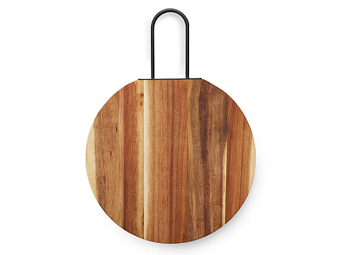 Деревянная круглая доска из акации с металлической ручкой Кира - рис 3.