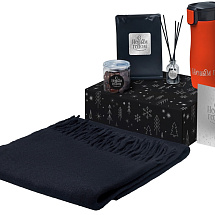 Подарочный набор с палантином и термокружкой, красный