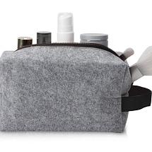 Косметичка из РПЕТ фетра с ручкой Felt, серый с черным