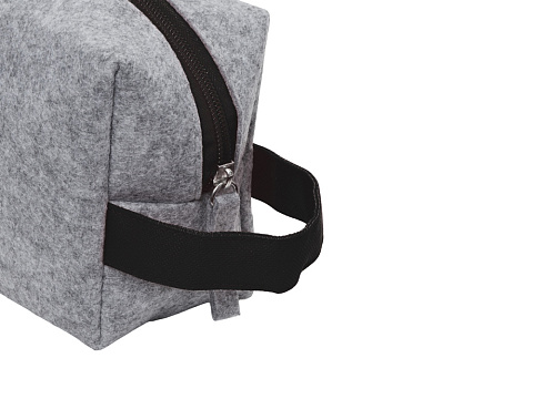 Косметичка из РПЕТ фетра с ручкой Felt, серый с черным - рис 6.