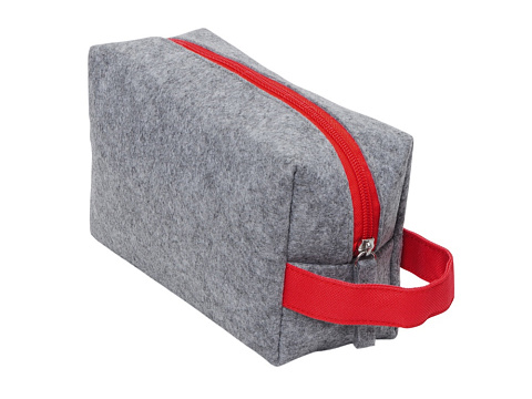 Органайзер для электроники и проводов Felt из RPET-фетра с ручкой, серый с красным - рис 3.
