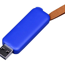 USB-флешка промо на 64 Гб прямоугольной формы, выдвижной механизм, синий