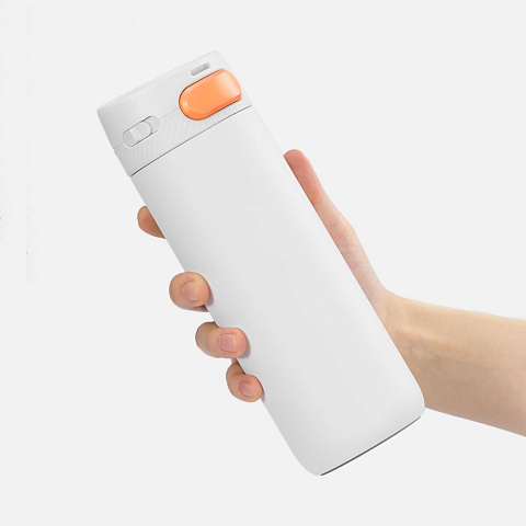 Термостакан X1 с цветной кнопкой, белый с оранжевым - рис 5.