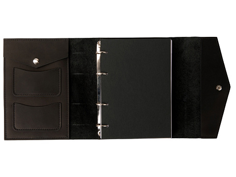 Блокнот кожаный А5 на кольцах, черный - рис 6.