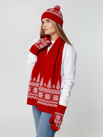 Шапка с зимним орнаментом Frost (красная) - рис 4.