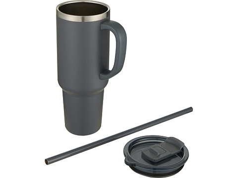 Sydney медная кружка с двойными стенками, сертифицированная согласно RCS, с вакуумной изоляцией и соломинкой, 1200 мл - Серый - рис 3.