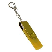 USB-флешка на 32 Гб 2 в 1 поворотный механизм, c дополнительным разъемом Type-C с одноцветным металлическим клипом, желтый