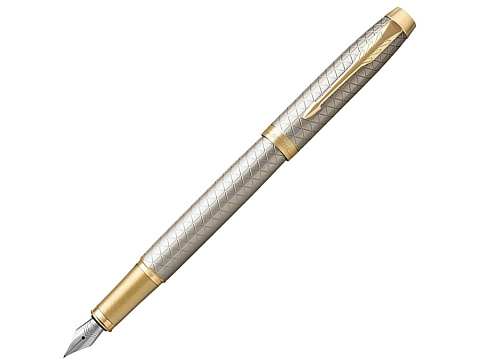 Перьевая ручка Parker IM Premium Warm Silver (grey)  GT, перо: F, цвет чернил: blue, в подарочной упаковке.