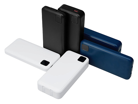 Внешний аккумулятор со встроенными кабелями Фрэйм, 10000мач, темно-синий - рис 8.