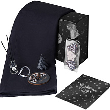 Подарочный набор с пледом, свечой и диффузором, черный