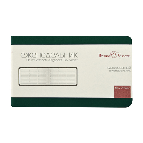 Еженедельник недатированный А6 Мегаполис Вельвет, зеленый - рис 4.