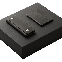 Подарочный набор Long River: картхолдер, ключница (без лого Long River), черная коробка