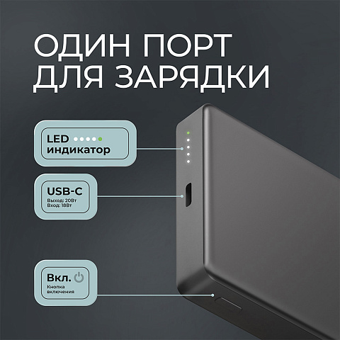 Внешний АКБ NRG Watch 10000 мА-ч, 15Вт, MageSafe, серый, Deppa - рис 4.