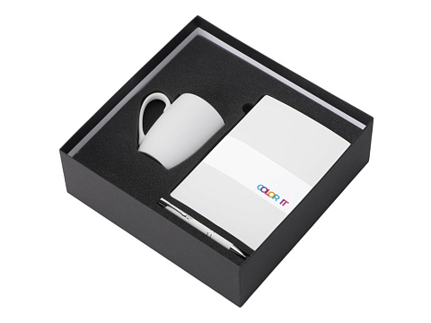 Подарочный набор с блокнотом С1, металлической ручкой и кружкой, белый - рис 2.