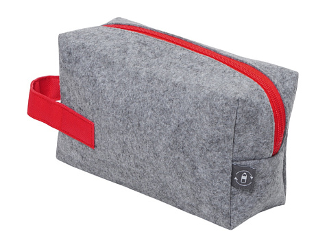 Органайзер для электроники и проводов Felt из RPET-фетра с ручкой, серый с красным - рис 4.