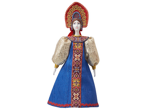 Подарочный набор: кукла фарфоровая, крем-мед, синий - рис 15.