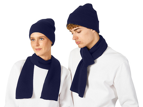 Подарочный набор с варежками, шарфом и термосом, темно-синий - рис 9.