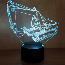 3D светильник Строителю (Экскаватор) с гравировкой