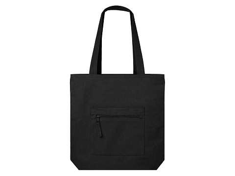 Сумка на молнии Zipper  Neo из хлопка 280 г c карманом на молнии спереди, черный - рис 2.