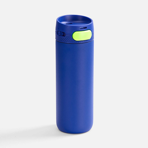 Термостакан X1 с цветной кнопкой, синий с желтым - рис 2.