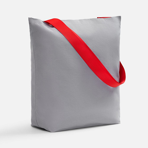 Шопер B5, серый с широкими красными ручками