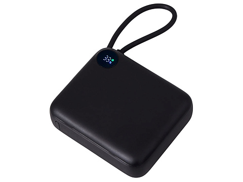 Внешний аккумулятор со встроенным кабелем Liri, QC/PD, 10000 мАч, черный