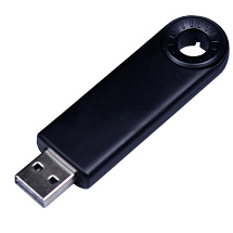 USB-флешка промо на 64 ГБ прямоугольной формы, выдвижной механизм, черный