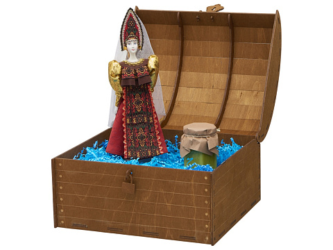 Подарочный набор: кукла фарфоровая, крем-мед, красный - рис 3.