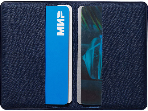 Футляр-книжка на 4-е карты с RFID Favor, темно-синий - рис 4.