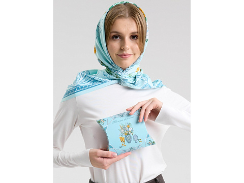 Платок Мелодия хрусталя, голубой - рис 9.