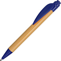 Ручка шариковая Листок, бамбук/синий