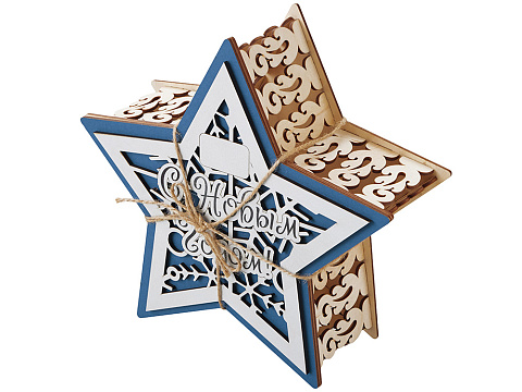 Шкатулка из фанеры в виде звезды Asteris, сине-серебристый - рис 5.