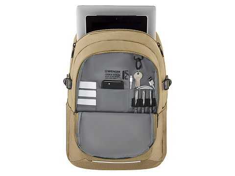 Рюкзак WENGER Ryde 16, бежевый, переработанный ПЭТ/полиэстер, 32 x 21 x 47 см, 26 л - рис 5.