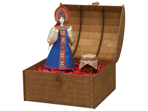 Подарочный набор: кукла фарфоровая, мед, синий - рис 2.