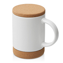 Кружка 450 мл с пробковым дном с крышкой Корк & Бон, белый