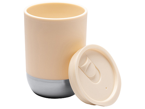 Термокружка LINDE с двойными стенками из переработанного полипропилена, бежевый - рис 2.