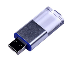 USB-флешка промо на 32 Гб прямоугольной формы, выдвижной механизм, синий