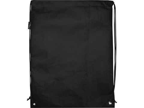 Рюкзак-мешок  на шнурке Evergreen из переработанного нетканого материала, сплошной черный - рис 3.