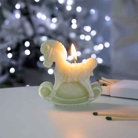 Свеча фигурная «Лошадка-качалка», светло-зеленая - рис 6.