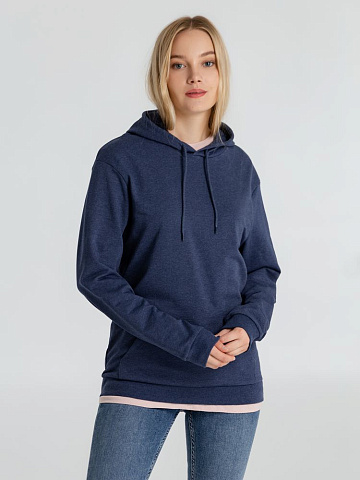 Толстовка с капюшоном унисекс Hoodie, синий меланж - рис 7.