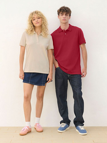 Рубашка поло унисекс Pacific, бежевая (льняная) - рис 5.